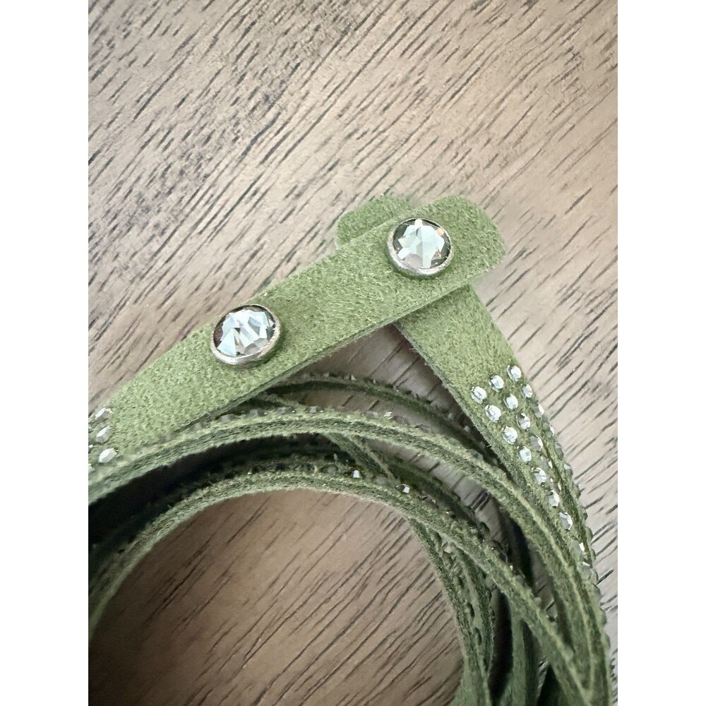 Retired Touchstone Wrap Star Olive Green Alcantara Swarovski Crystals Bracelet - Picture 5 of 6